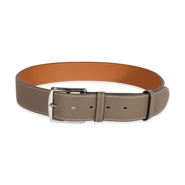 120670 fv Hermès Étoupe Clemence Gold Chamonix Etrivière 42 Belt 85