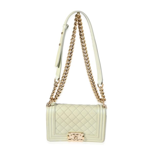 120696 clasp 35a9c757 9ab2 4b80 954c fe1369ee2aba Chanel Light Green Quilted Patent Leather Small Boy Bag