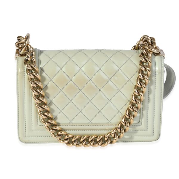 120696 sv 0dcb3a1c f987 4be8 9d55 f808bdb5648b Chanel Light Green Quilted Patent Leather Small Boy Bag