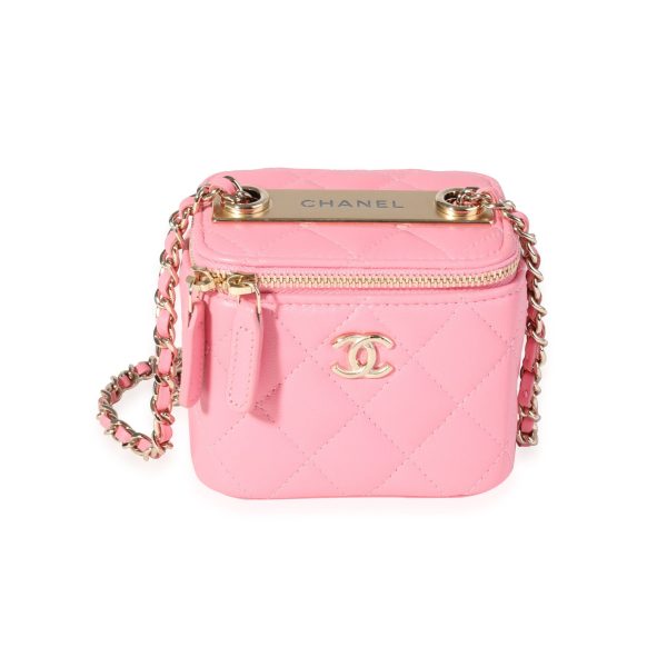 120718 fv 313f8c35 5c44 4b7c a0f8 13aeba8f7eb0 Chanel Light Pink Quilted Lambskin Mini Vanity with Chain