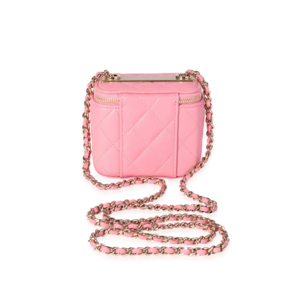 120718 pv 9a511ddd c516 4264 881c 5a4d86e47175 Chanel Light Pink Quilted Lambskin Mini Vanity with Chain