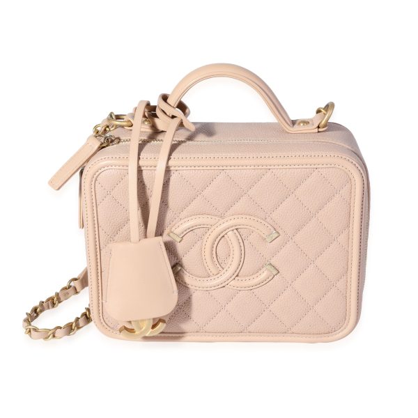 120719 fv a86fce21 62e9 4939 8d75 c8650787b3a7 Chanel Beige Quilted Caviar Medium Filigree Vanity Case