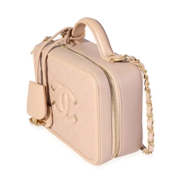 120719 sv 65147c88 fe9d 4ab4 a272 9ed6d00a1bd8 Chanel Beige Quilted Caviar Medium Filigree Vanity Case