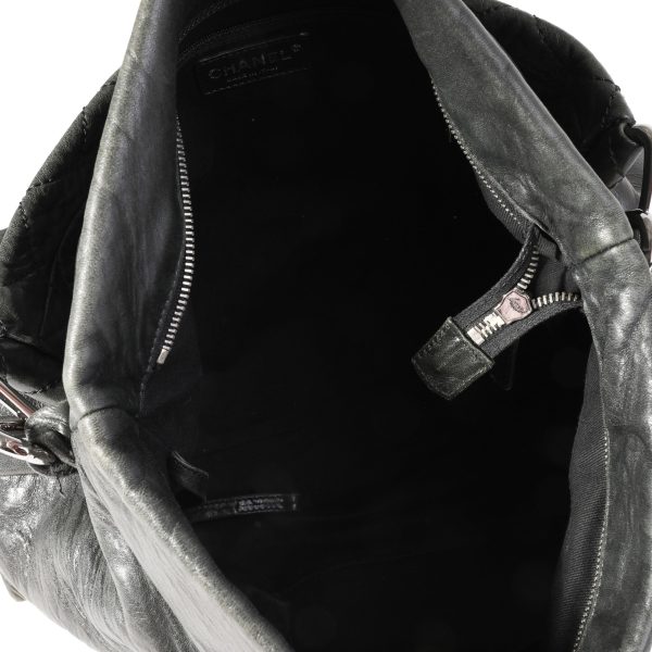 120729 av Chanel Black Soft Leather Quilted Reissue Hobo