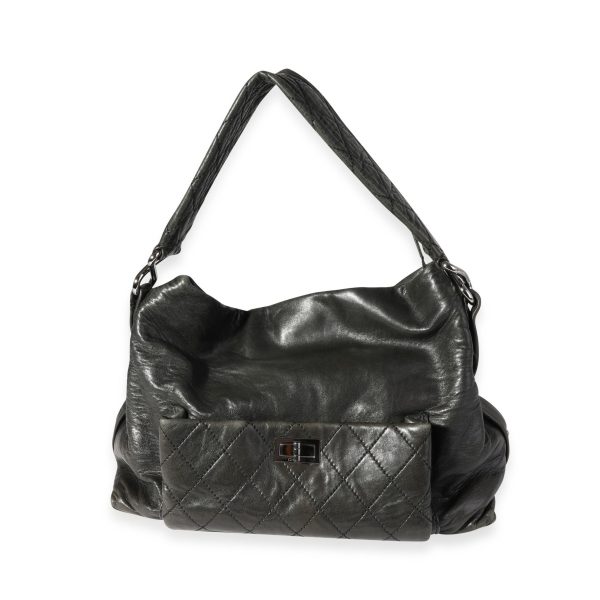 120729 fv Chanel Black Soft Leather Quilted Reissue Hobo