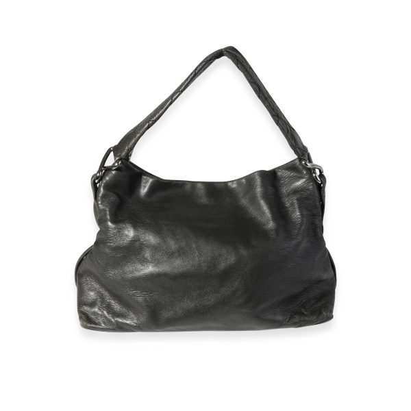 120729 pv Chanel Black Soft Leather Quilted Reissue Hobo