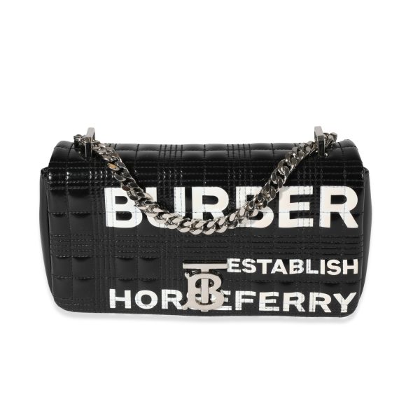 120738 fv e1e5fbb3 2995 4de2 a2b4 56f8c28fcb78 Burberry Black White Glossy Leather Small Lola Bag