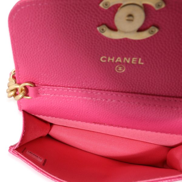 120754 bv 9c2650a3 d5f8 4dc2 b3a7 1cb33bd9f0a3 Chanel Dark Pink Quilted Caviar Melody Coin Purse With Chain