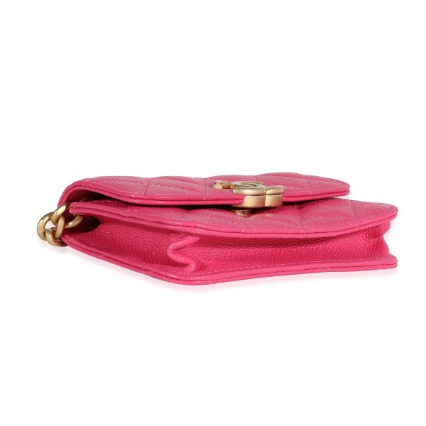 120754 clasp f266c086 313b 4b4c ba40 eaa8a496cb1b Chanel Dark Pink Quilted Caviar Melody Coin Purse With Chain