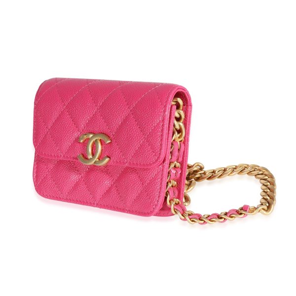 120754 sv 80edbadc a833 4289 9b38 62b9dcfb08c5 Chanel Dark Pink Quilted Caviar Melody Coin Purse With Chain