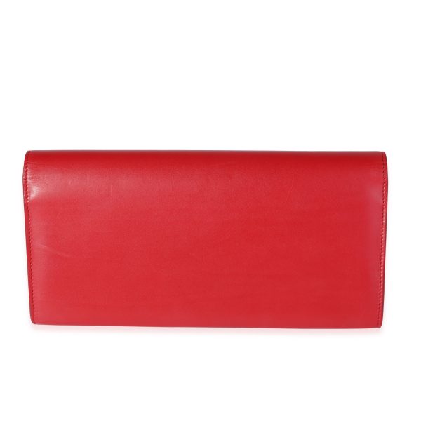 120761 pv Saint Laurent Red Smooth Calfskin Cassandre Clutch