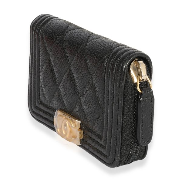 120830 sv 8657a84c 083a 4291 90c7 11312b27e9c8 Chanel Black Quilted Caviar Zip Around Boy Coin Purse