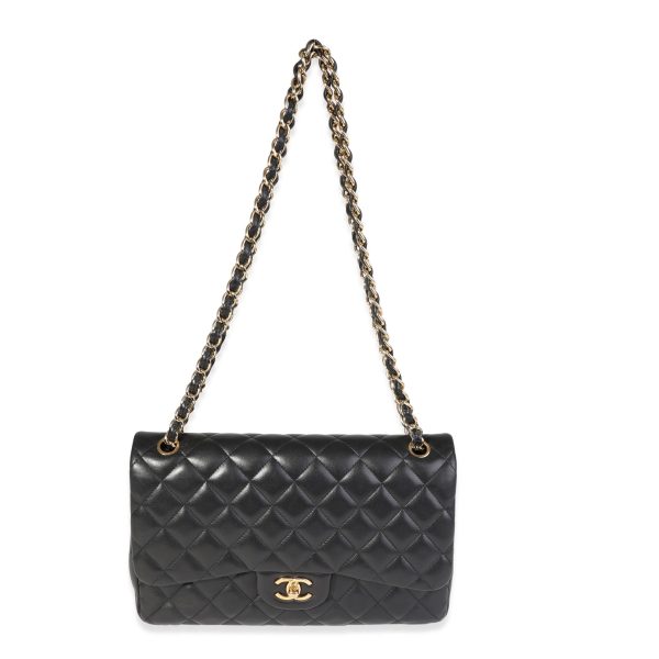 120923 bv ab1acd7e fef8 4848 9c13 85d3e7c9c127 Chanel Black Quilted Lambskin Jumbo Classic Double Flap Bag