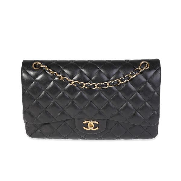 120923 fv 725e85d6 9de4 48e9 93e9 4f8d3169d477 Chanel Black Quilted Lambskin Jumbo Classic Double Flap Bag