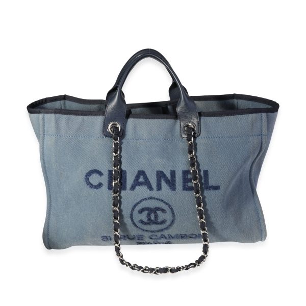 120932 fv Chanel Blue Canvas Sequins Large Deauville Tote