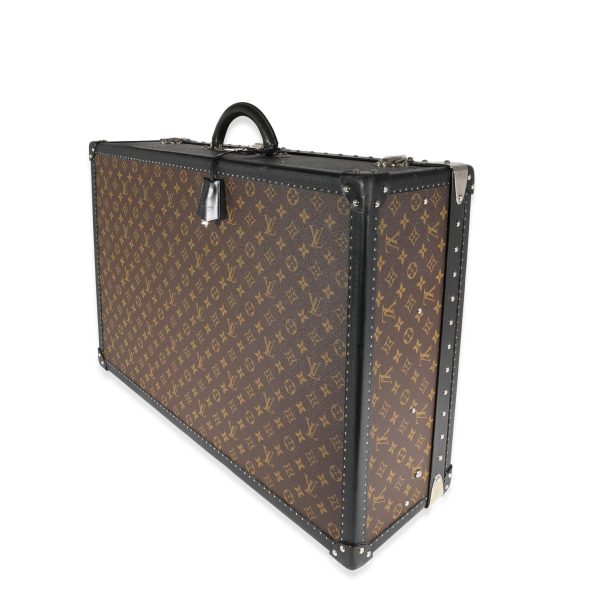 120960 sv Louis Vuitton Monogram Macassar Black Leather Alzer Trunk 70