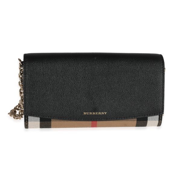 121066 fv b2be55ec 0f00 45ba b0a0 b4af8e58f450 Burberry House Check Black Leather Chain Wallet