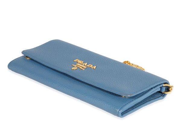 121068 box Prada Blue Vitello Daino Chain Wallet