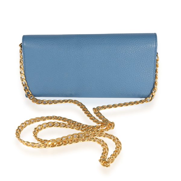 121068 pv Prada Blue Vitello Daino Chain Wallet