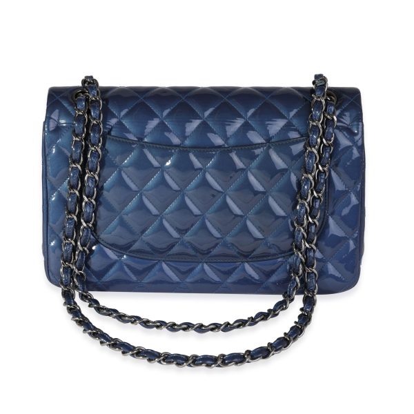 121095 pv 0d7e1855 63f8 4a97 80ba aabca56469e8 Chanel Blue Quilted Patent Leather Jumbo Classic Double Flap Bag