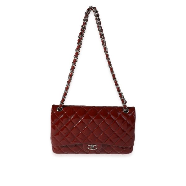 121097 bv 96b0c54d 671a 4300 a977 a7be05203c09 Chanel Dark Red Quilted Patent Leather Jumbo Classic Double Flap Bag