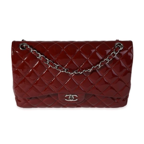 121097 fv d7f48296 6469 4a4e 8572 aa6ec8c12b40 Chanel Dark Red Quilted Patent Leather Jumbo Classic Double Flap Bag