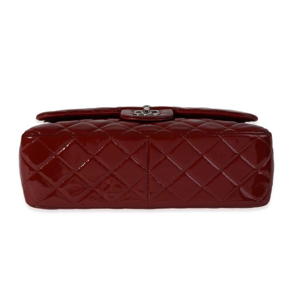 121097 stamp 4ac2d1ac abdc 42c8 ad20 9d048143a1ad Chanel Dark Red Quilted Patent Leather Jumbo Classic Double Flap Bag