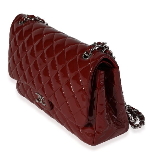 121097 sv f0363c42 4c57 4f4e 8684 279030b6fc41 Chanel Dark Red Quilted Patent Leather Jumbo Classic Double Flap Bag