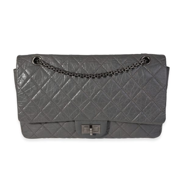 121120 fv Chanel Gray Quilted Aged Calfskin Reissue 255 227 Double Flap Bag