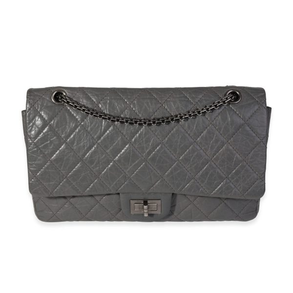 121120 fv 1c33bae2 9a0a 434d bb73 024e5e6df513 Chanel Gray Quilted Aged Calfskin Reissue 255 227 Double Flap Bag