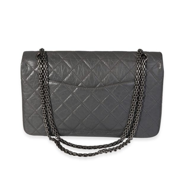 121120 pv Chanel Gray Quilted Aged Calfskin Reissue 255 227 Double Flap Bag