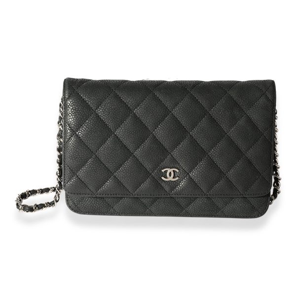 121123 fv Chanel Black Quilted Nubuck Classic Wallet On Chain