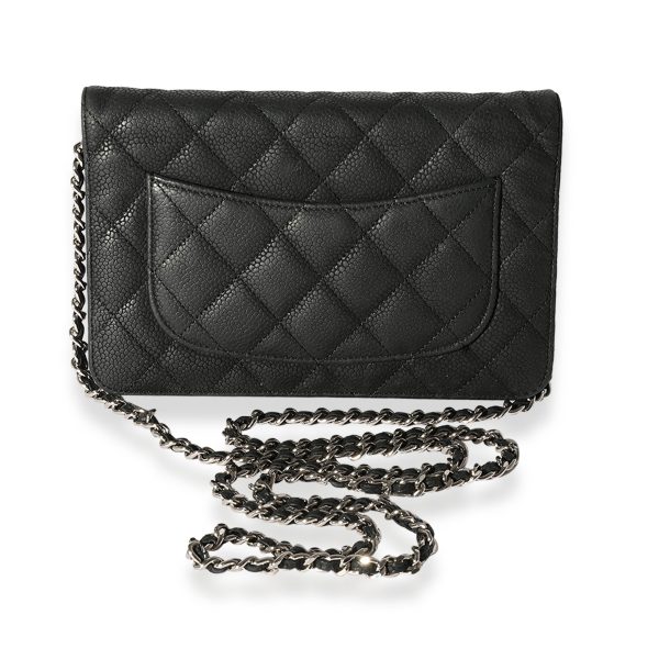 121123 pv Chanel Black Quilted Nubuck Classic Wallet On Chain