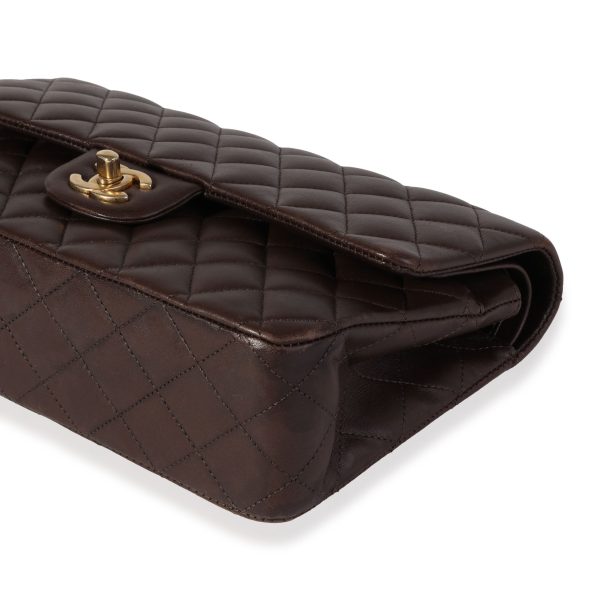 121127 box Chanel Chocolate Brown Quilted Lambskin Medium Classic Double Flap Bag