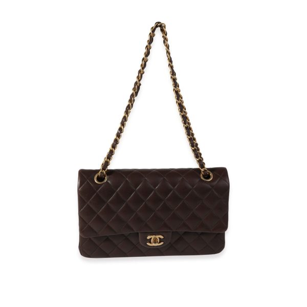 121127 bv Chanel Chocolate Brown Quilted Lambskin Medium Classic Double Flap Bag