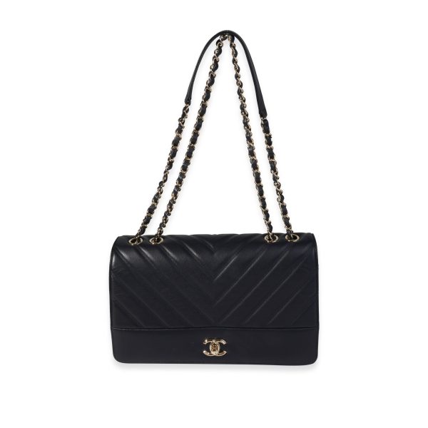 121131 bv 10796934 2706 4b81 9f10 d5aea3121468 Chanel Navy Chevron Quilted Leather Single Flap Bag