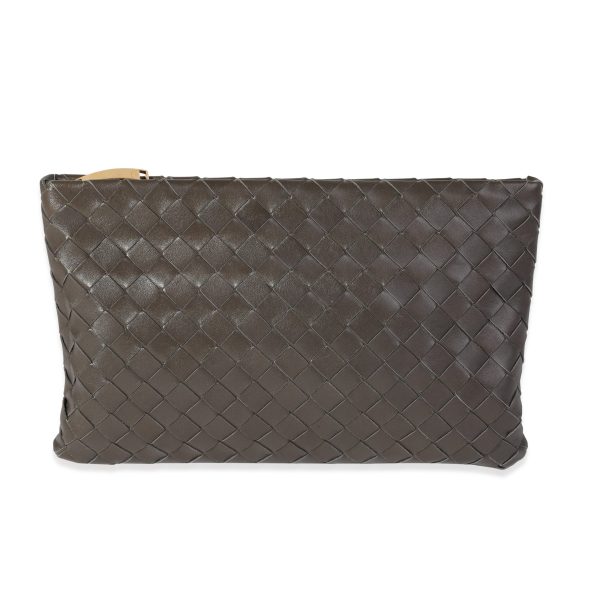 121157 fv Bottega Veneta Taupe Intrecciato Zip Cases