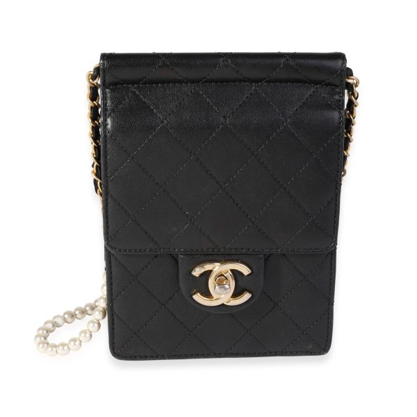 121173 fv b5f64419 9549 41c7 b415 d6f39cb664c1 Chanel Black Quilted Goatskin Chic Pearls Crossbody