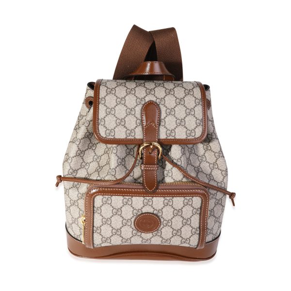 121196 fv Gucci Brown GG Supreme Interlocking G Backpack