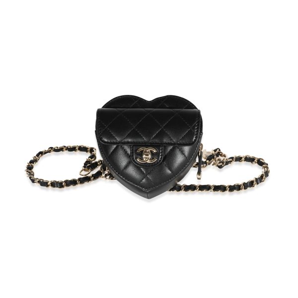 121285 ad1 Chanel Black Quilted Lambskin Heart Belt Bag