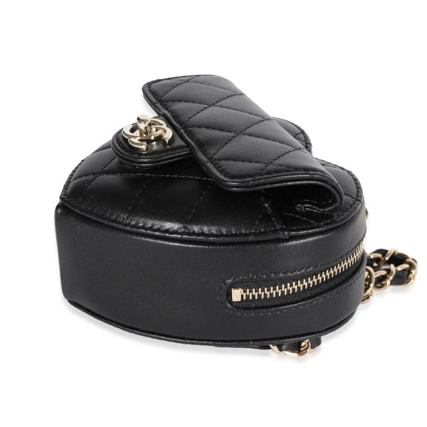 121285 box Chanel Black Quilted Lambskin Heart Belt Bag