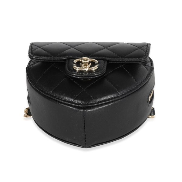 121285 stamp Chanel Black Quilted Lambskin Heart Belt Bag