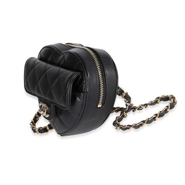 121285 sv Chanel Black Quilted Lambskin Heart Belt Bag