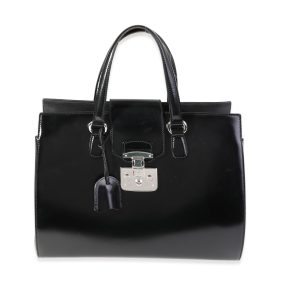 121320 fv PRADA Galleria Handbag 2WAY Saffiano Leather Gray Black