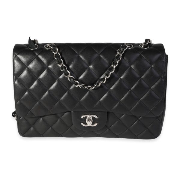 121323 fv bb0f9a58 f9b3 4e9b b553 226fd0f86ae2 Chanel Black Quilted Lambskin Jumbo Classic Single Flap Bag