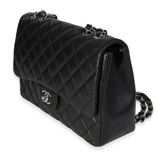 121323 sv Chanel Black Quilted Lambskin Jumbo Classic Single Flap Bag