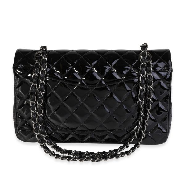 121324 pv Chanel Black Quilted Patent Leather Medium Classic Double Flap Bag