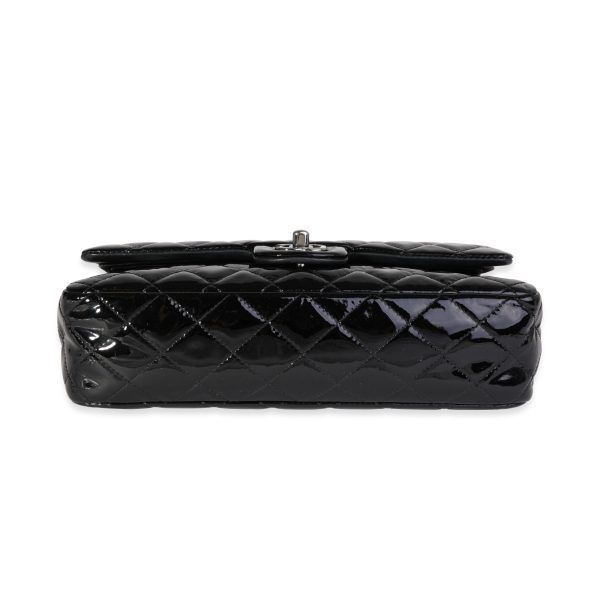 121324 stamp Chanel Black Quilted Patent Leather Medium Classic Double Flap Bag