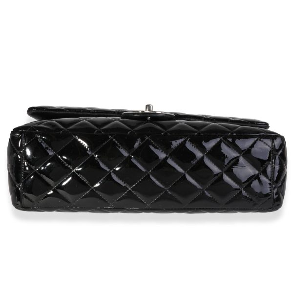 121325 stamp Chanel Black Quilted Patent Leather Maxi Classic Double Flap Bag