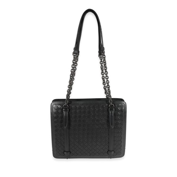 121351 fv c1c17422 22cd 4c43 8e4e 6effb00a9180 Bottega Veneta Black Intrecciato Leather Chain Shoulder Bag